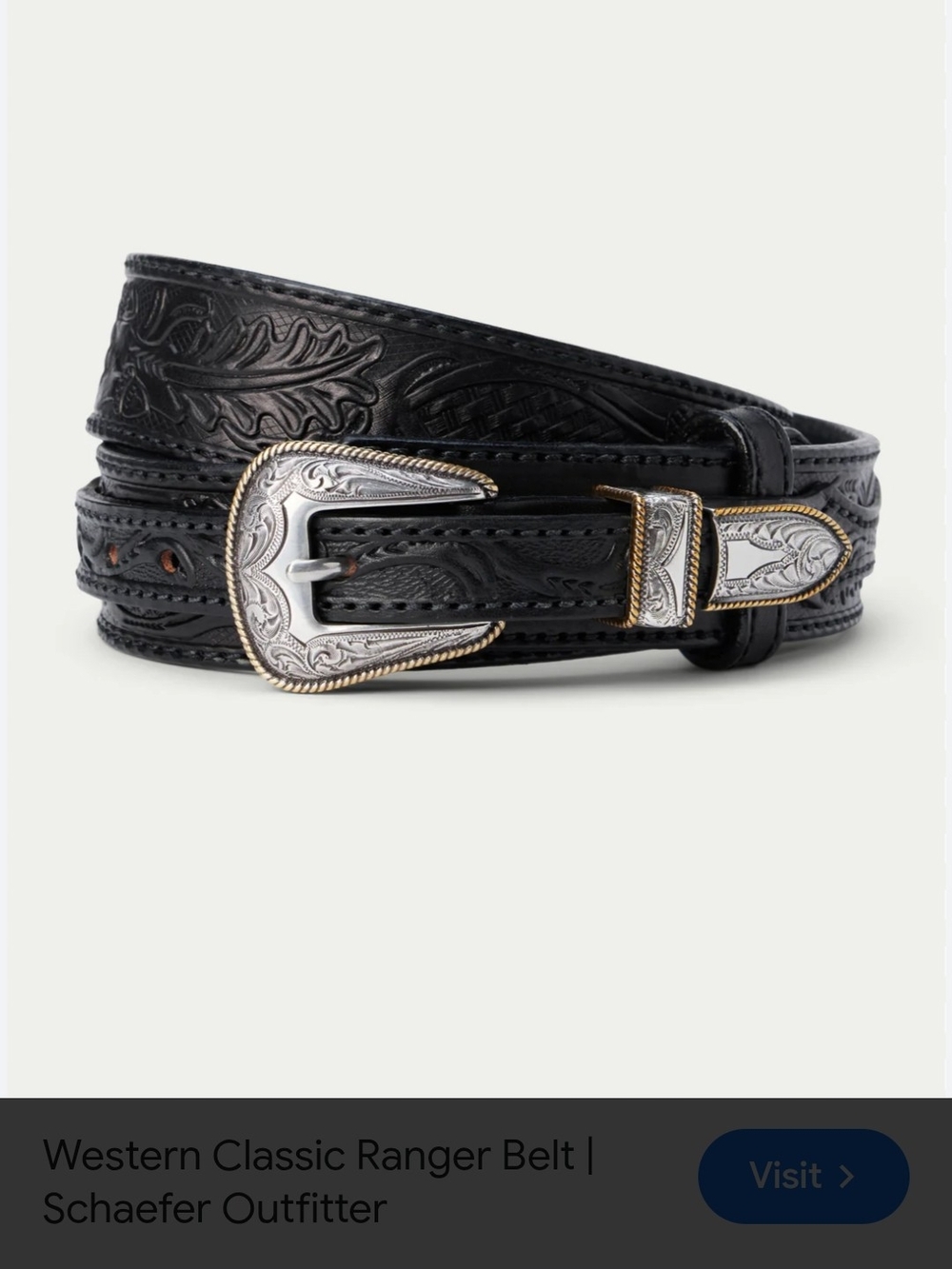 Gary McCoy Handcrafted Tooled Leather Western Ranger Belt Star Concho Size 32 34